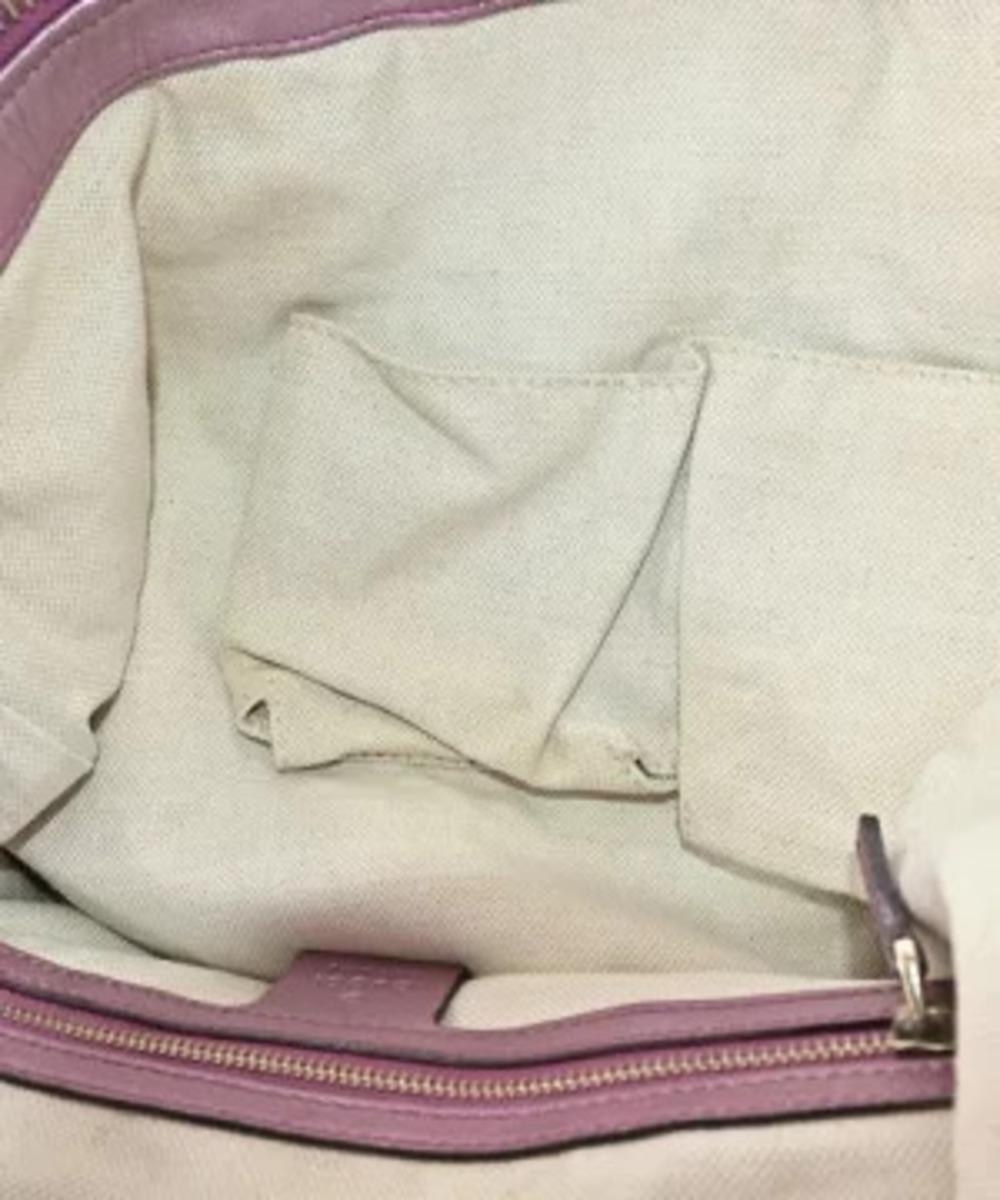 Gucci GG Canvas Heart Bit satchel beige monogram metallic pink leather - Picture 5 of 10